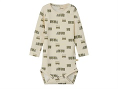 Lil Atelier turtledove train print bodysuit